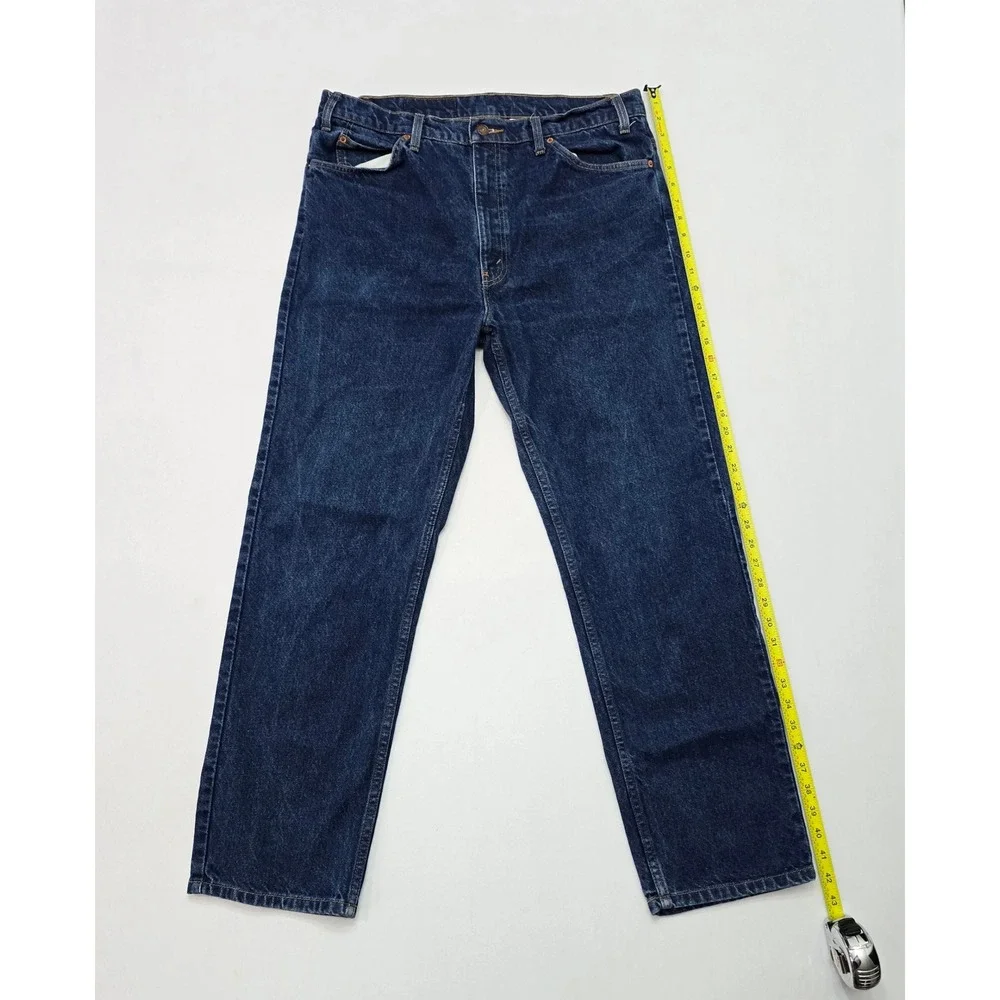 Levis 505 Mens Orange‎ Tab Regular Fit Straight Leg Dark Wash Jeans W38 L30